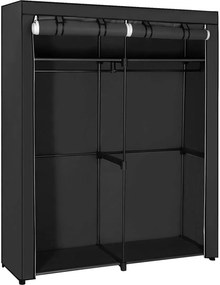 Guarda Roupa em tecido com 2 varões para roupa 43 x 140 x 174 cm Preto
