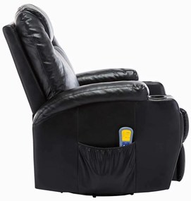Cadeira de massagem reclinável couro artificial preto