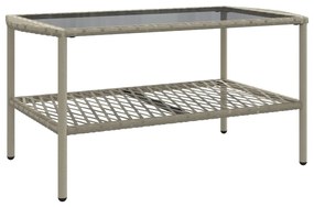 4 pcs conj. sofás jardim c/ almofadões vime PE cinzento-claro