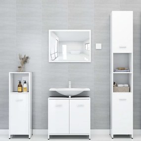 vidaXL 4 pcs conj. móveis casa de banho contraplacado branco brilhante
