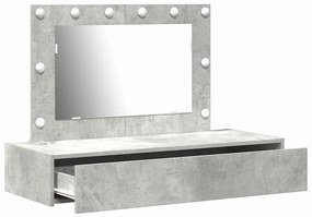 Mesa de Maquilhagem Suspensa com Luzes LED em Cinza Betão