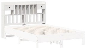 Cabeceira com arrumação 160 cm madeira de pinho maciça branco
