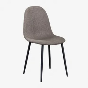 Pack De 4 Cadeiras De Jantar Glamm Preto & Linho Cinzento Taupe & Linho - Sklum