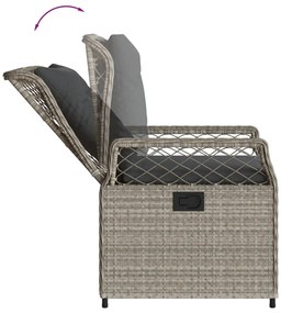 7 pcs conj. jantar p/ jardim c/ almofadões vime PE cinza-claro