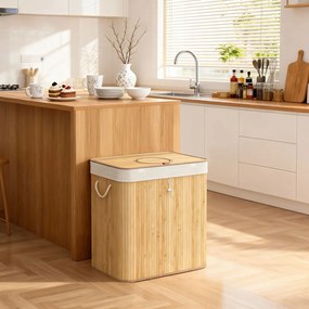 Caixote lixo para recolha de garrafas retornáveis, 120 L 50,5 x 40,5 x 61 cm bambu