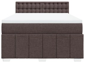 Cama com molas/colchão 160x200 cm tecido castanho-escuro