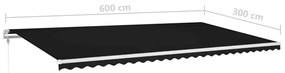 Toldo automático com LED e sensor de vento 600x300 cm antracite