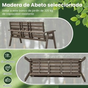 Banco de jardim madeira de abeto para 2-3 pessoas com mesa central rebatível Carga 320 kg 160 x 64 x 86 cm Café