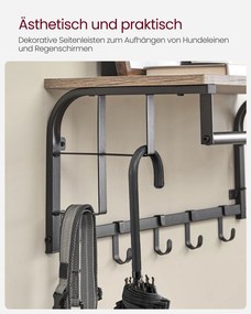 Cabide de parede com 5 ganchos 30 x 66 x 27 cm greige-preto