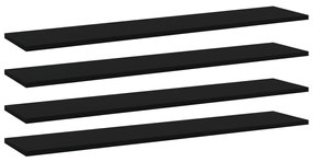 vidaXL Prateleiras estante 4 pcs 100x20x1,5cm contraplacado preto