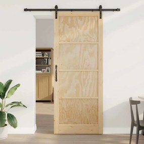 porta deslizante vidaXL com conjunto de hardware 93x232 cm madeira maciça de pinho