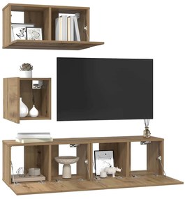 Conjunto de móvel de TV 4 pcs carvalho artisiano