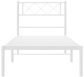 Estrutura de cama com cabeceira 100x200 cm metal branco