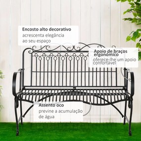 Outsunny Banco de Jardim de 2 Lugares 110x60x97cm Banco de Exterior de