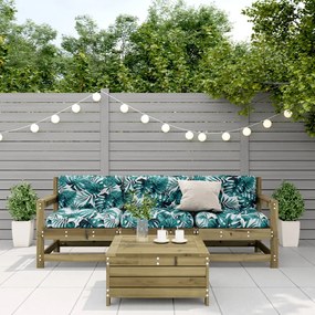 4 pcs conjunto lounge de jardim c/ almofadões pinho impregnado