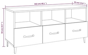 Móvel de TV 102x35x50 cm derivados madeira branco brilhante