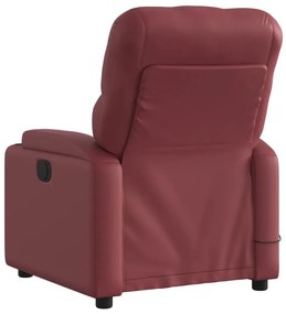 Poltrona massagens reclinável couro artificial vermelho tinto