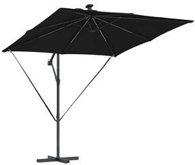 Guarda-sol de Bananeira Cantilever Preto 249 x 249 x 250 cm