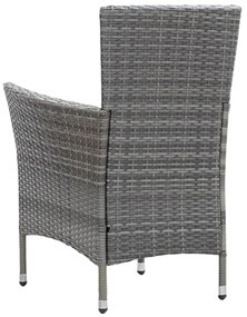 9 pcs conjunto jantar exterior c/ almofadões vime PE cinzento