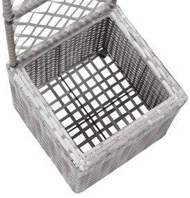Floreira com treliça e 1 vaso 30x30x107 cm vime PE cinzento
