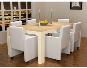 Cadeiras de jantar 6 pcs couro artificial branco