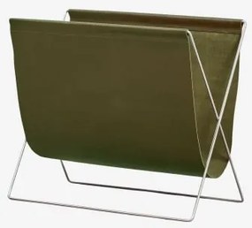 Revistero De Chão Inclinado Em Pele E Aço Inoxidável Dravena Verde Exército - Sklum