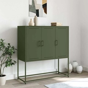 Aparador alto 100,5x39x107 cm aço verde azeitona