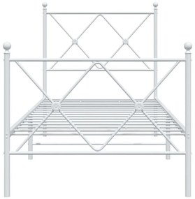 Estrutura de cama com cabeceira e pés 75x190 cm metal branco