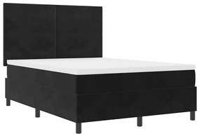 Camas Box Spring vidaXL com Colchão Preto 140x200 cm Veludo