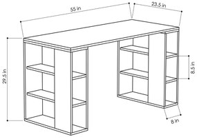Secretária de Estudo e Estante Extra – Creme e Preto – Secretária: 120