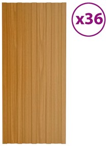 Painéis de telhado 36 pcs 100x45 cm aço galvanizado natural