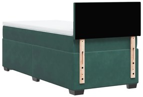 Cama com molas/colchão 80x200 cm veludo verde-escuro