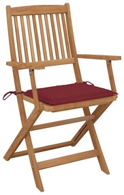 Cadeiras de exterior dobráveis c/ almofadões 8pcs acácia maciça