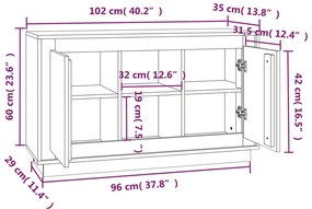 Aparador 102x35x60 cm derivados de madeira cinzento sonoma
