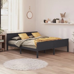 Estrutura de cama 180x200 cm madeira pinho maciço cinzento