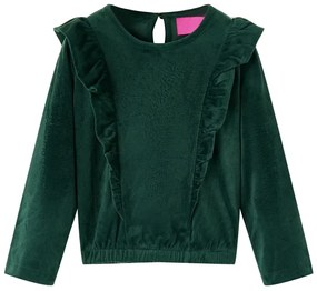 Blusa para criança com folhos verde-escuro 140