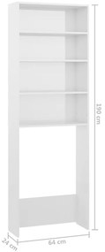 Armário máquina lavar roupa 64x24x190 cm branco brilhante