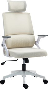 Vinsetto Cadeira Escritório Cadeira de Escritório de Malha Giratória Altura e Apoio para a Cabeça Ajustáveis 58x61x102-119 cm Bege | Aosom Portugal