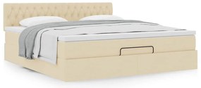 Estrutura de cama otomana com colchão tecido creme 160x200cm