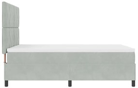 Cama Box Spring vidaXL com Colchão e Luz LED Cinzento Claro 160x200 cm