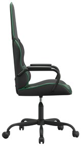 Cadeira gaming massagens couro artificial verde e preto