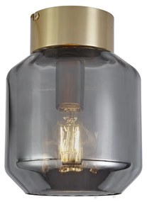 Plafon moderno latão com vidro fumado - Stiklo Moderno