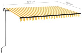 Toldo retrátil manual 400x350 cm amarelo e branco