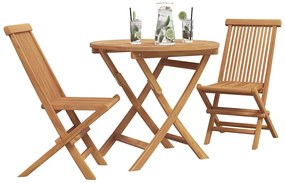 Conjunto Bistro de Jardim em 3 Peças Madeira Sólida de Acácia