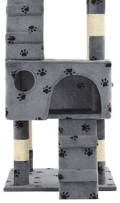 Árvore para gatos c/ postes arranhadores sisal 170 cm cinzento