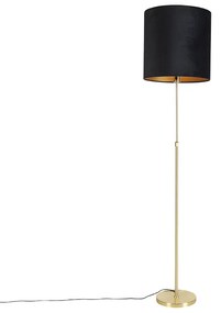 Candeeiro de pé dourado/latão com abajur em veludo preto 40/40 cm - Parte Clássico / Antigo