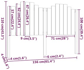 Cabeceira de cama 156x4x110 cm pinho maciço