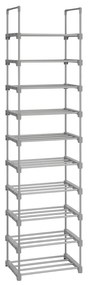 Sapateira SONGMICS, organizador de sapatos de metal com 10 níveis, design personalizável, estrutura de metal, prateleira que economiza espaço, para camarim, corredor, 30 x 45 x 174 cm, cinza LSA025G02