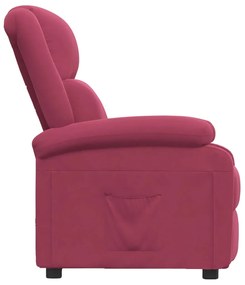 Poltrona reclinável veludo vermelho tinto