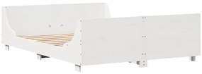 Cama sem colchão 140x190 cm madeira de pinho maciça branco